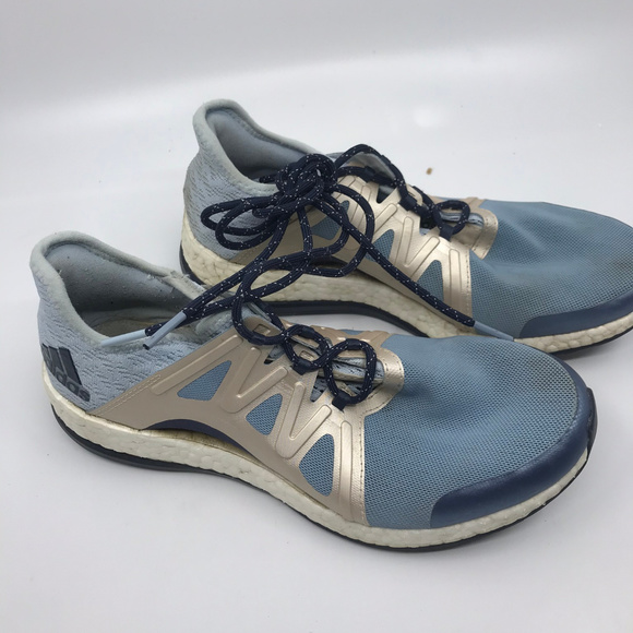 Adidas Boost Blue Gold Sneakers Size 7F/6M - Picture 3 of 8